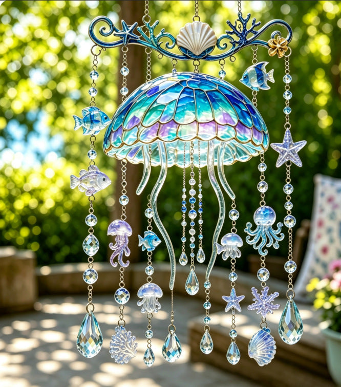 🔥HOT SALE🔥🐢Ocean Animal Acrylic Wind Chime—2D Turtle/Dolphin/Whale Style Hanging Ornament, Outdoor Garden Balcony Decor Handmade Gift