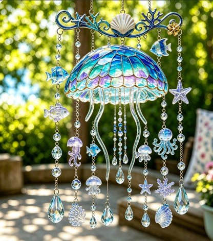🔥HOT SALE🔥🐢Ocean Animal Acrylic Wind Chime—2D Turtle/Dolphin/Whale Style Hanging Ornament, Outdoor Garden Balcony Decor Handmade Gift