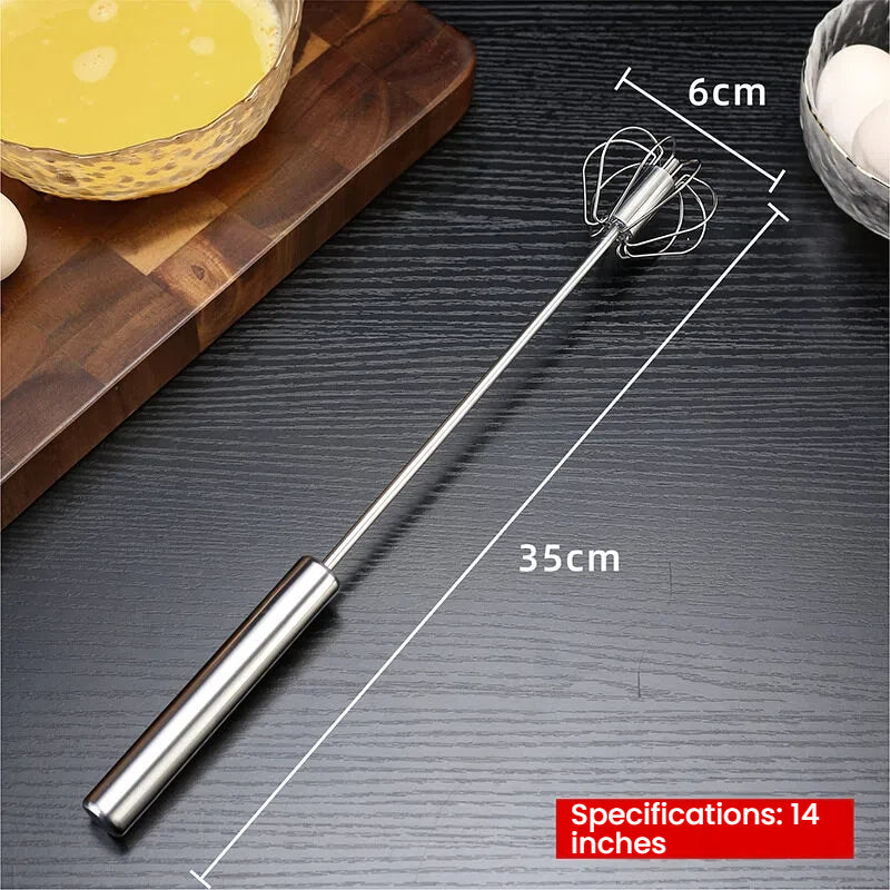 🥄✨ Stainless Steel Hand-Push Rotary Whisk – Effortless Mixing in  Seconds!