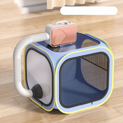Foldable Dual-Vent Pet Dryer Box, Scratch Resistant Pet Drying Cage, Portable Pet Blow Dryer Tent for Home Bath Grooming SPA for Cats and Dogs