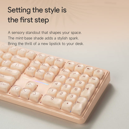 🔥50% OFF！💄 IP108 Lipstick Shape Wireless Mechanical Keyboard, Tri-Mode RGB Desk Keyboard✨