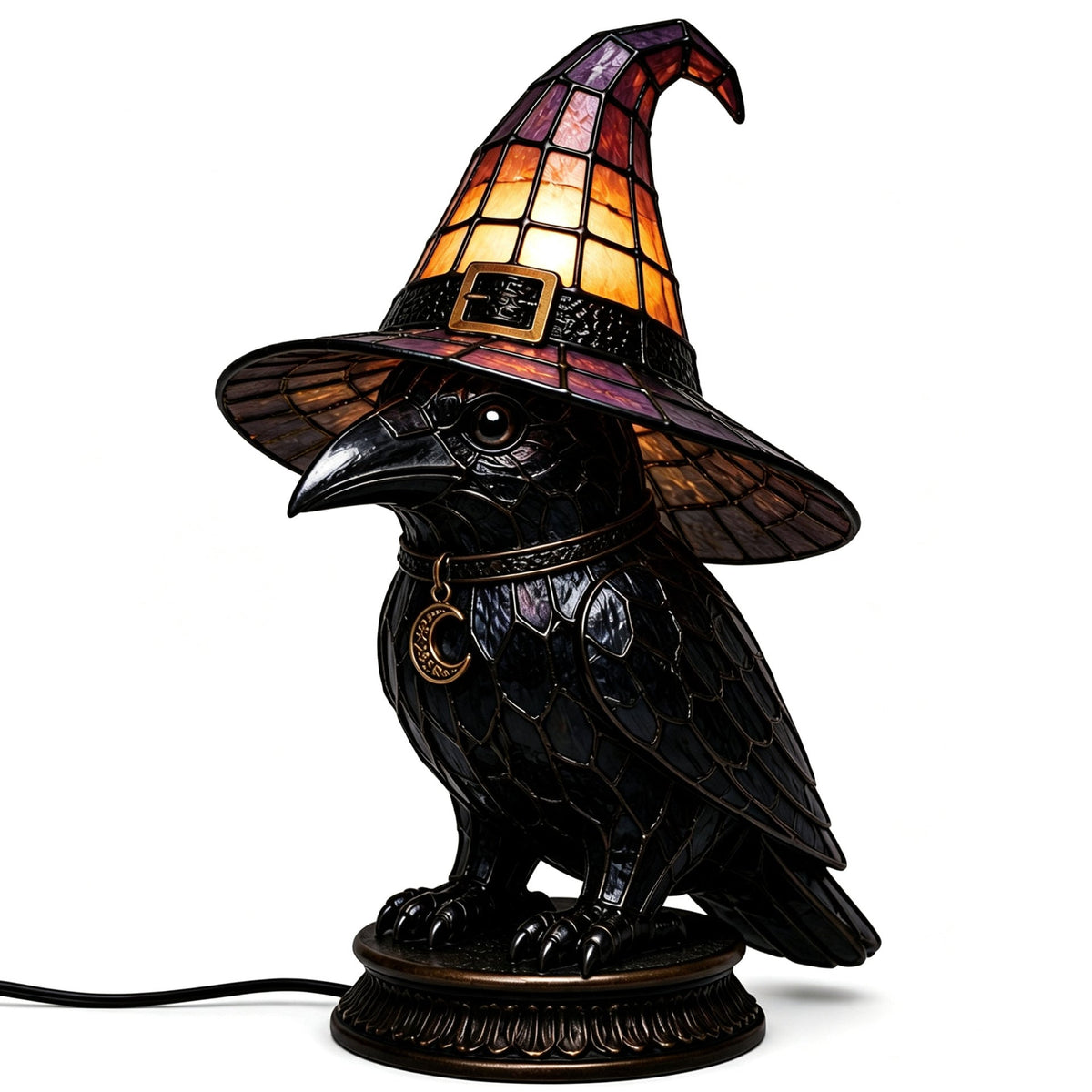 🔥Exclusive Limited Item 👍🔥50%OFF🐈 Gothic Stained Acrylic Witch Black Cat Table Lamp | Halloween Witch Hat Night Light Decor