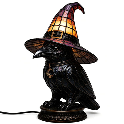 🔥Exclusive Limited Item 👍🔥50%OFF🐈 Gothic Stained Acrylic Witch Black Cat Table Lamp | Halloween Witch Hat Night Light Decor