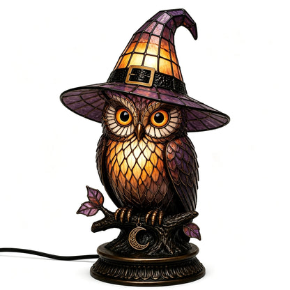 🔥Exclusive Limited Item 👍🔥50%OFF🐈 Gothic Stained Acrylic Witch Black Cat Table Lamp | Halloween Witch Hat Night Light Decor