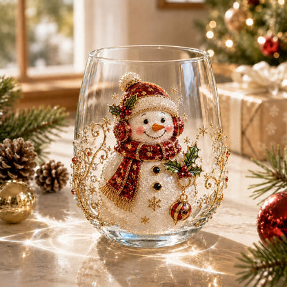 🎅🎄 3D Christmas Glass Art Cup | Luxury Raised Holiday Glassware for Drinks, Decor & Christmas Gifts 🎁
