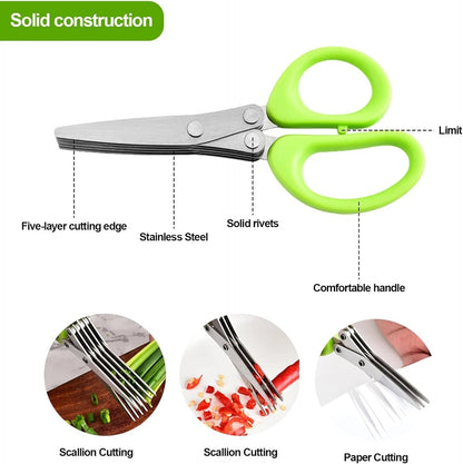 Buy 1 Get 1 Free 🎁Stainless Steel 5 Blades Scallion Cutter Scissors