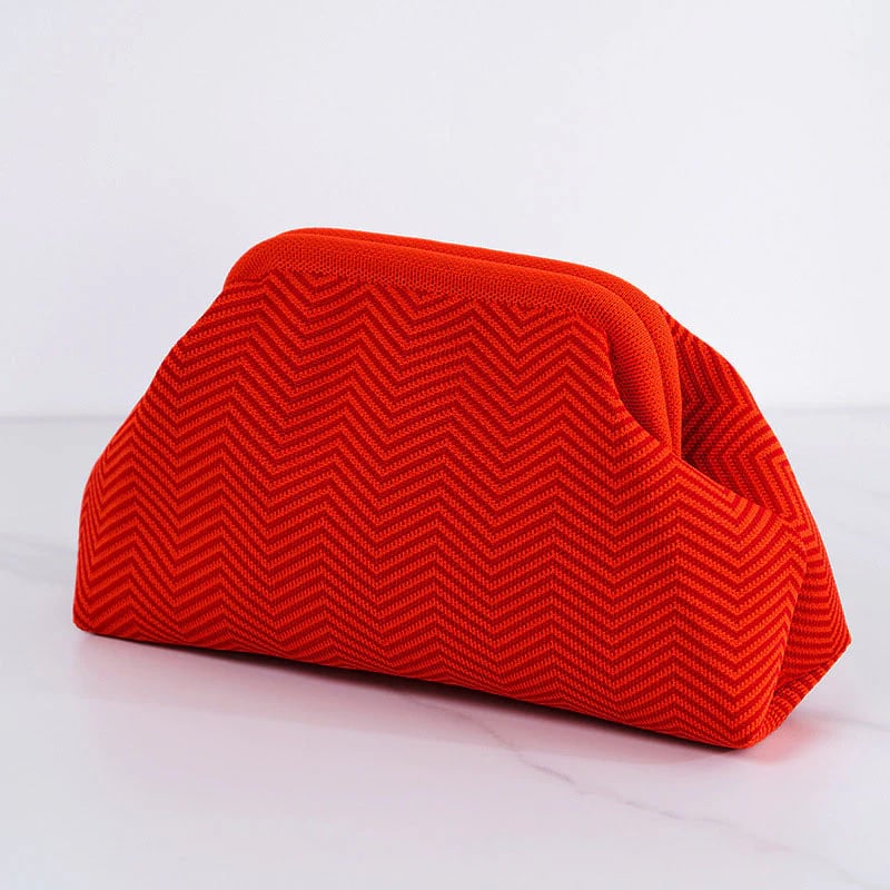 Women's Striped & Diamond Dot Cloud Crossbody Bag, Clip‑Top Closure Casual Handbag for Daily Use