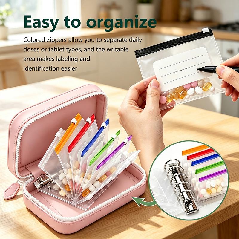 💊A8 Waterproof Pill Pouch Set, 7‑14 Day Medicine & Vitamin Storage, Crush‑Resistant Waterproof Pill Case Shell