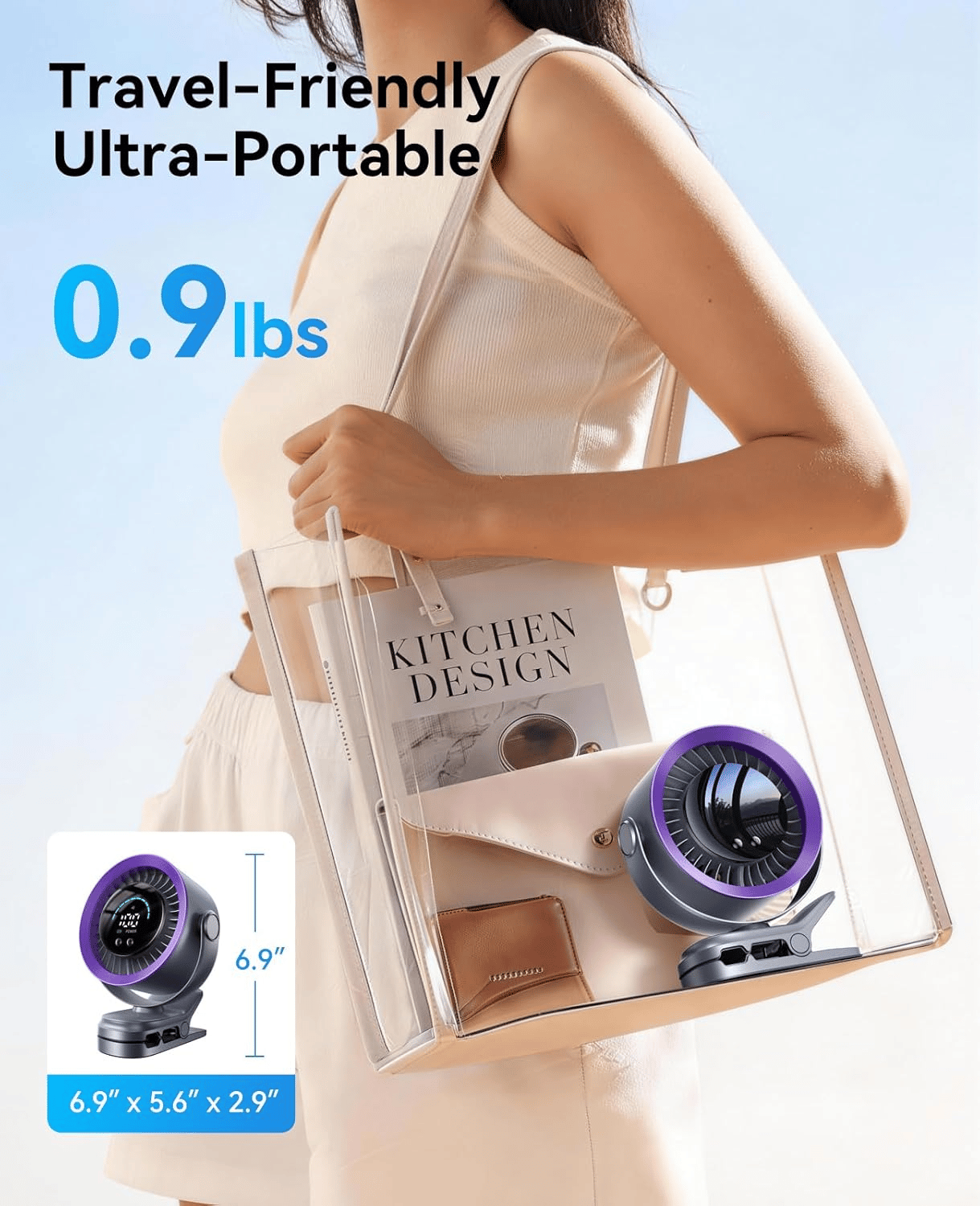 4000mAh Rechargeable Portable Clip on Fan-100-Speed Touch Control