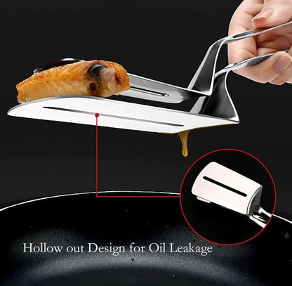 🔥3-in-1 Stainless Steel Kitchen Tongs, BBQ Grill Tongs with Flipper &  Turner