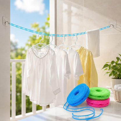 🔥Adjustable Windproof Clothesline with Hooks - Portable Heavy Duty Travel Laundry Line for Outdoor, Backyard, Camping & Indoor Drying