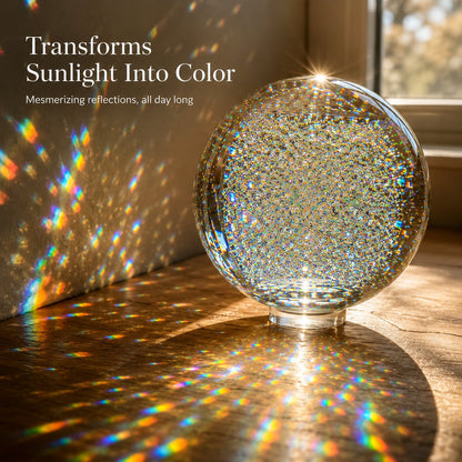 Holographic Refraction Art Sphere, Optical Glass Light Prism for Home Office Decor