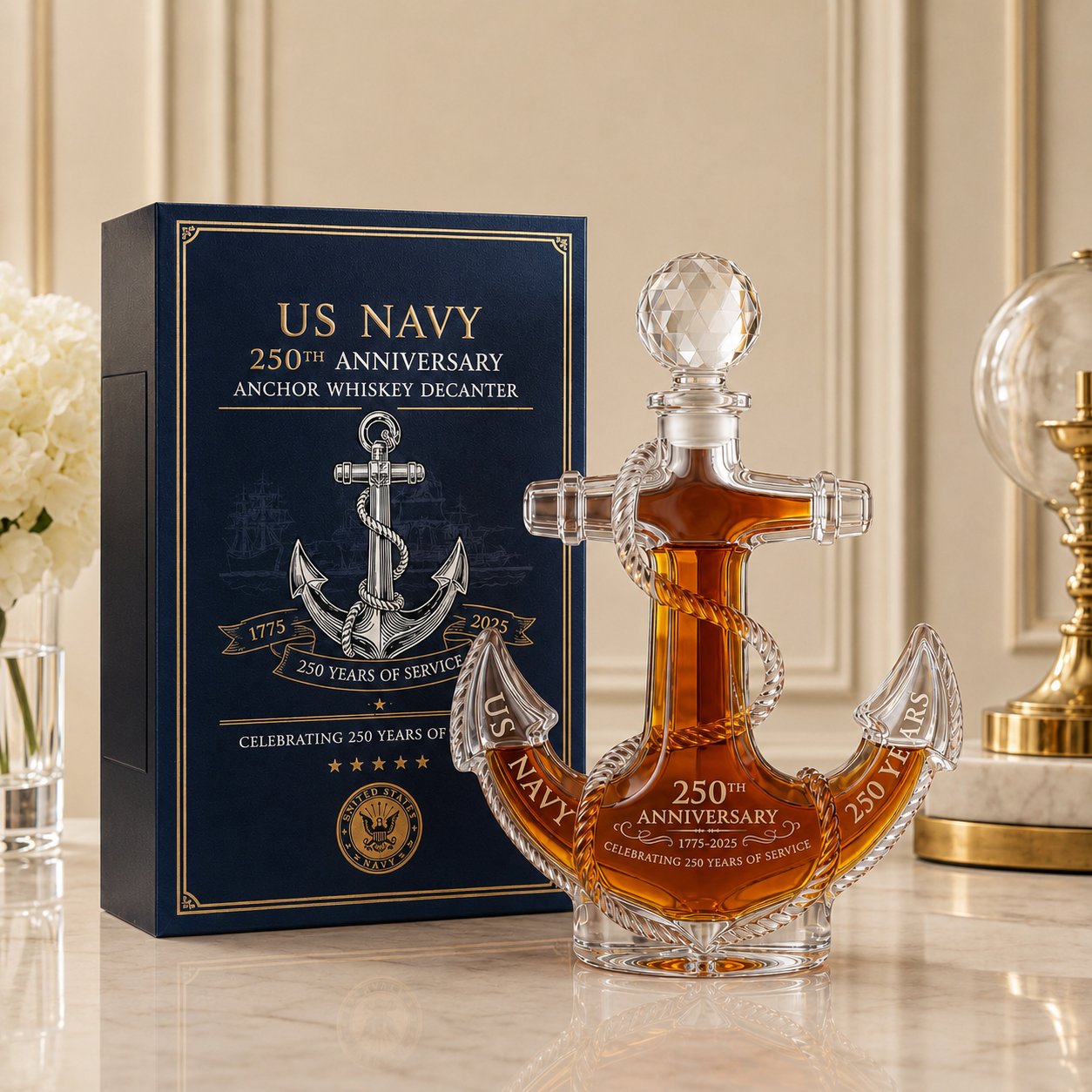 ⚓️ US Navy 250th Anniversary Anchor Whiskey Decanter🔥