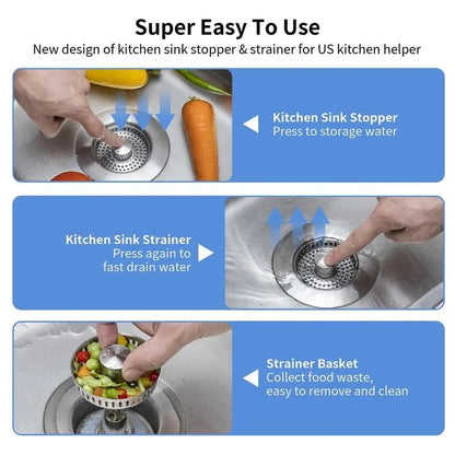 🔥Hot Sale 49% OFF- Upgraded 3 in 1 Kitchen Sink Drain Strainer