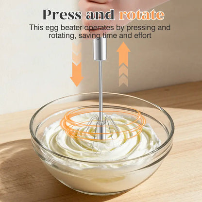 🥄✨ Stainless Steel Hand-Push Rotary Whisk – Effortless Mixing in  Seconds!