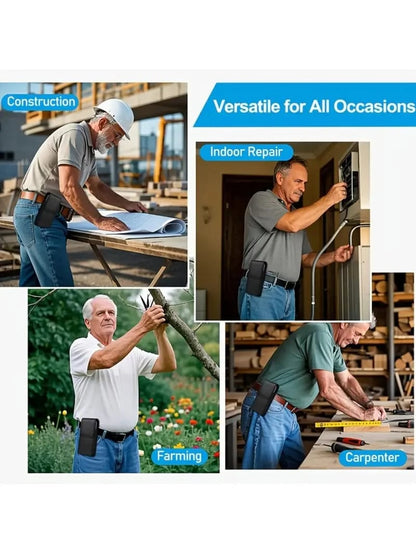 ⚡Big Discount | Waist Belt Cell Phone Pouch 📱 Multi-Pocket Leather Holster with Card Holder