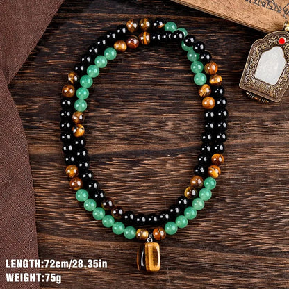 ✨ Money Attraction Necklace With GreenAventurine & Tiger Eye Pendant Healing Crystal  Stone