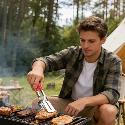 🔥3-in-1 Stainless Steel Kitchen Tongs, BBQ Grill Tongs with Flipper &  Turner