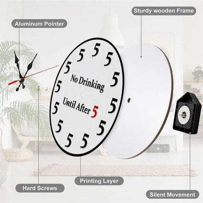 🔥Limited-Time 49% OFF 🔥Funny "No Drinking Until After 5" Round Wall  Clock