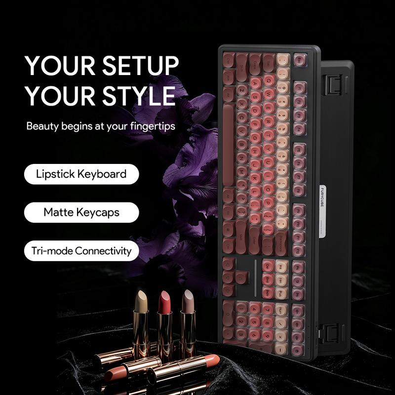 🔥50% OFF！💄 IP108 Lipstick Shape Wireless Mechanical Keyboard, Tri-Mode RGB Desk Keyboard✨