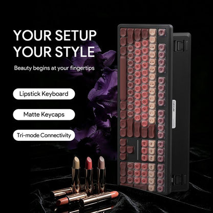 🔥50% OFF！💄 IP108 Lipstick Shape Wireless Mechanical Keyboard, Tri-Mode RGB Desk Keyboard✨