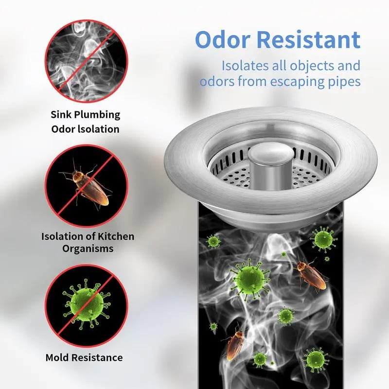 🔥Hot Sale 49% OFF- Upgraded 3 in 1 Kitchen Sink Drain Strainer