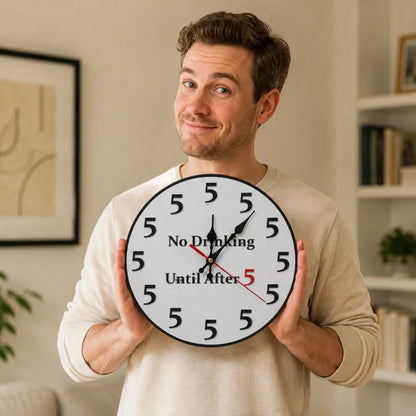 🔥Limited-Time 49% OFF 🔥Funny "No Drinking Until After 5" Round Wall  Clock