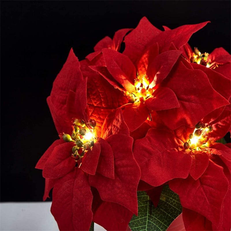 🎄✨Christmas Poinsettia LED Garland String Lights, Holiday Xmas Decor