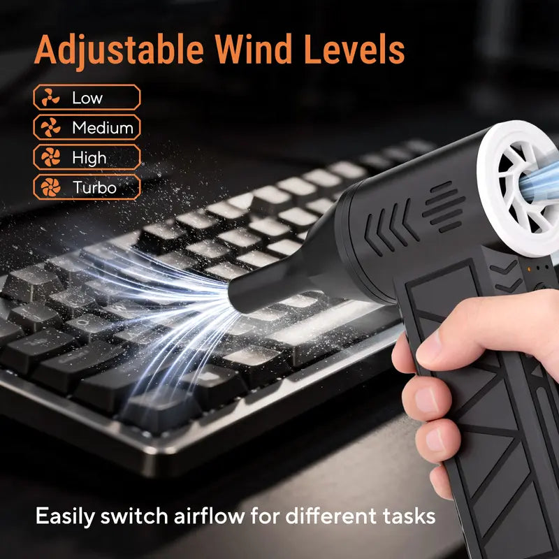 2-in-1 Cordless Air Duster & Vacuum – 130,000 RPM Rechargeable Turbo Blower