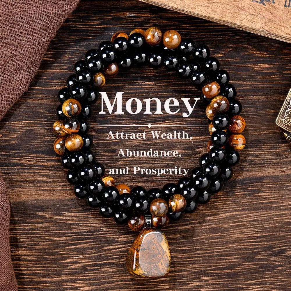 ✨ Money Attraction Necklace With GreenAventurine & Tiger Eye Pendant Healing Crystal  Stone