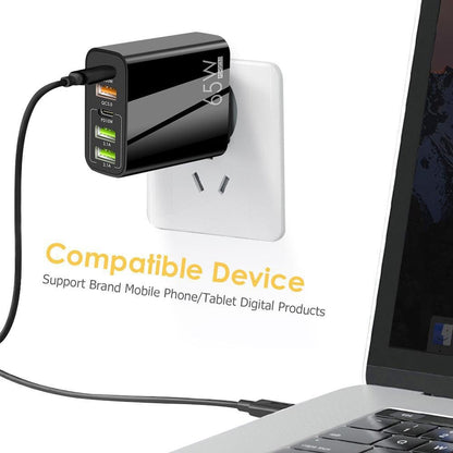 ⚡65W 5-Port Fast Charger｜PD QC Multi USB C Wall Charger
