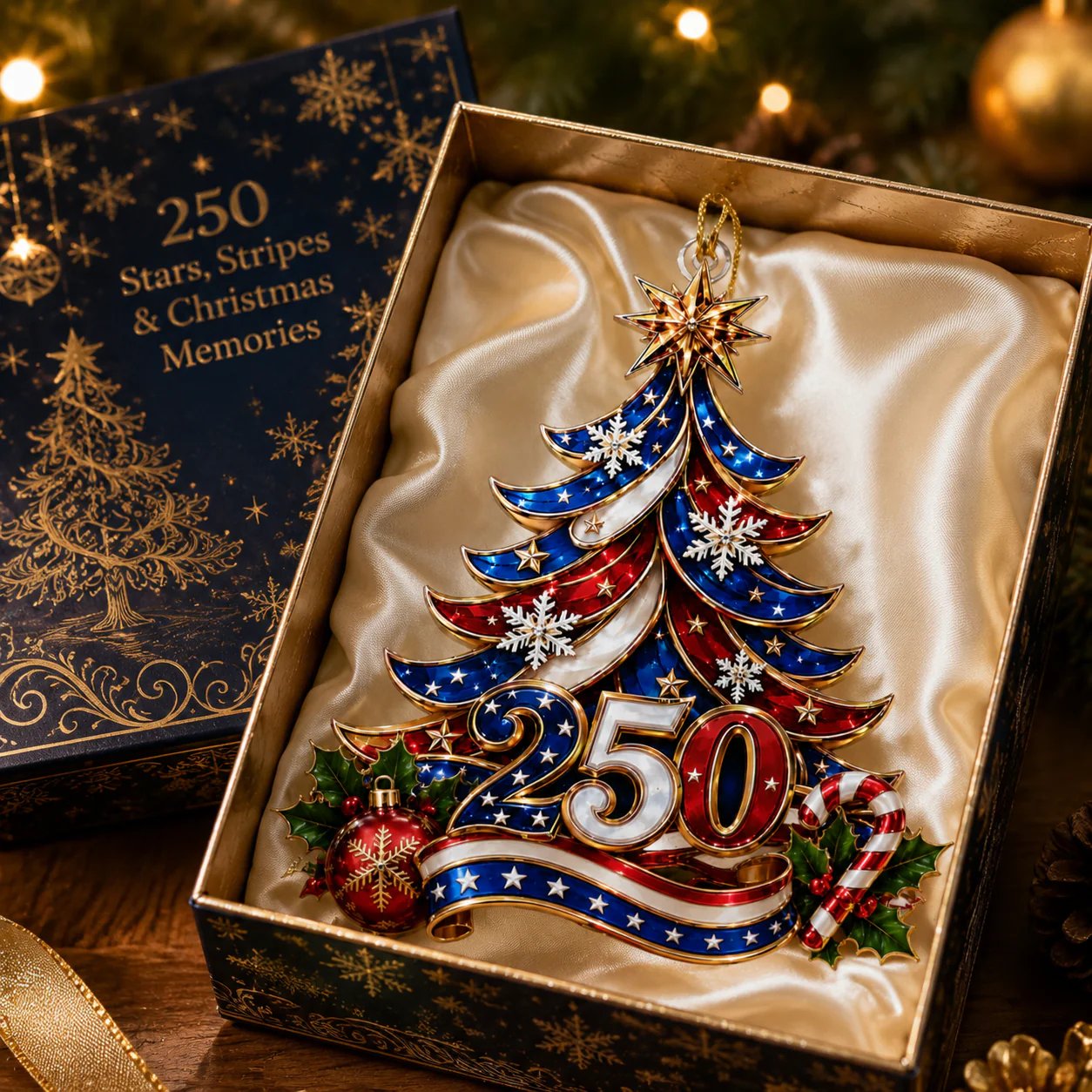 🎄us 250th Anniversary Christmas Ornament, Patriotic Holiday Tree Decoration Keepsake Gift