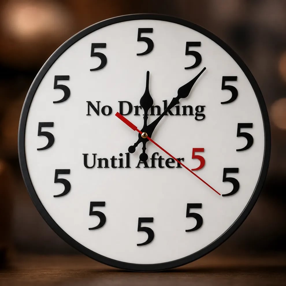 🔥Limited-Time 49% OFF 🔥Funny "No Drinking Until After 5" Round Wall  Clock