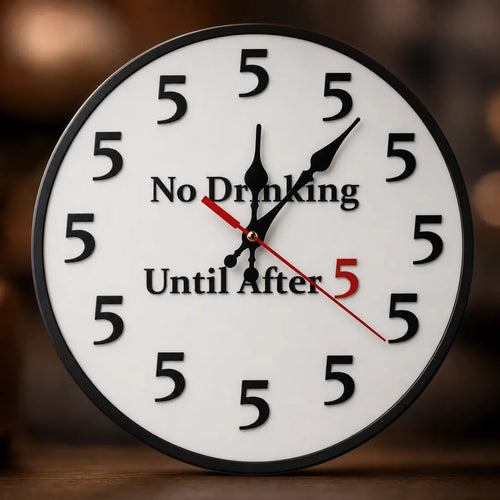 🔥Limited-Time 49% OFF 🔥Funny "No Drinking Until After 5" Round Wall  Clock