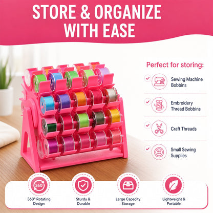 🔥Last Day 50% Off🧵Rotating Bobbin & Thread Storage Organizer