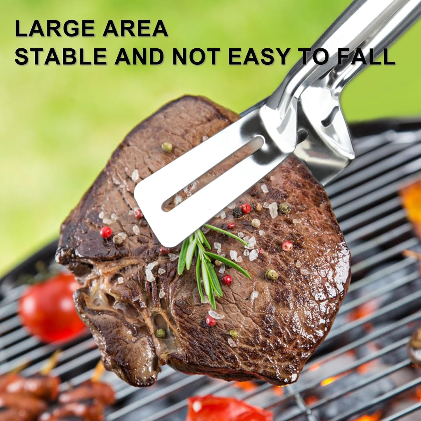🔥3-in-1 Stainless Steel Kitchen Tongs, BBQ Grill Tongs with Flipper &  Turner
