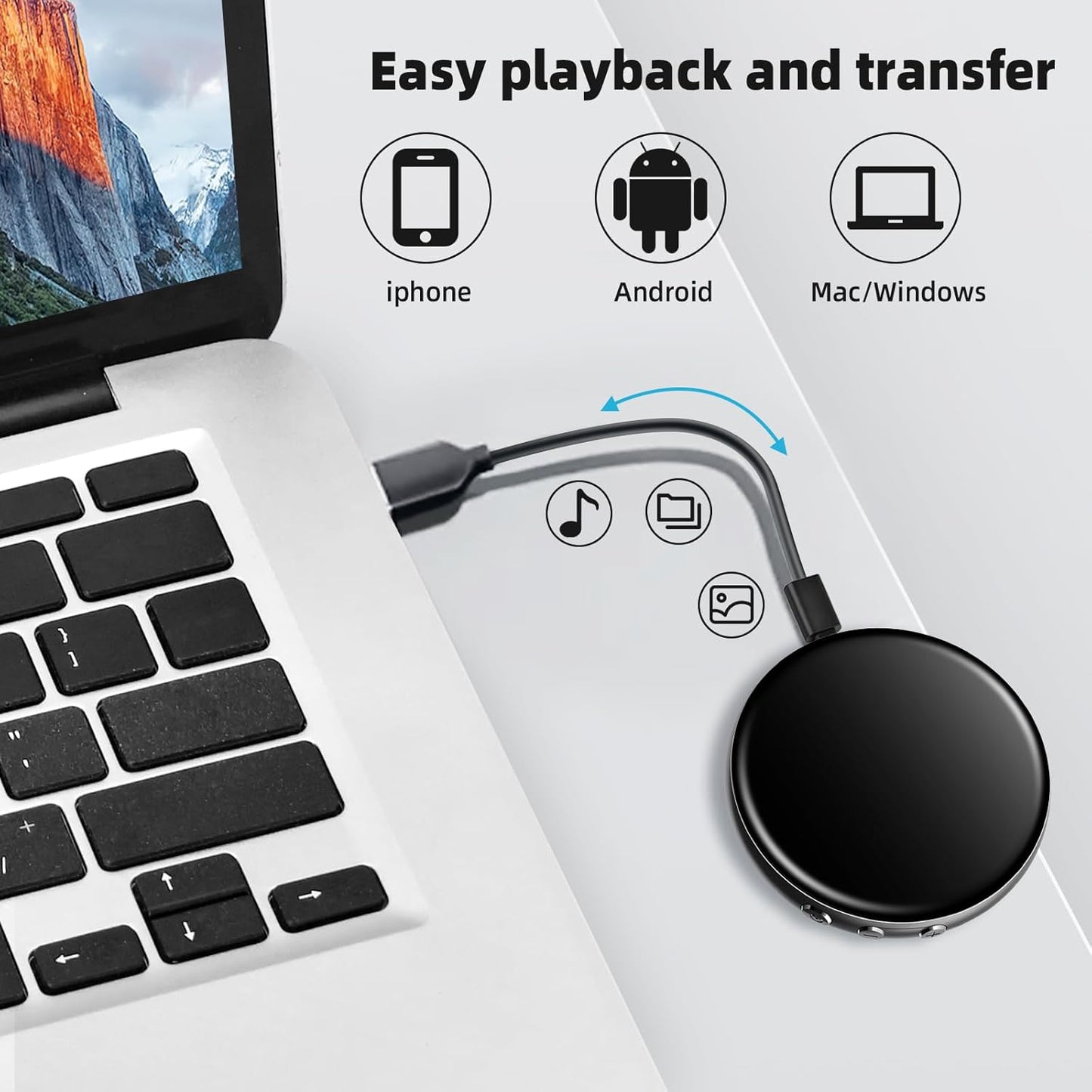Ultra Magnetic Voice Recorder-One-Touch Recording,Record continuously for 96 hours,HD Noise Reduction,Long Battery,Large Storage,Include OTG adapter
