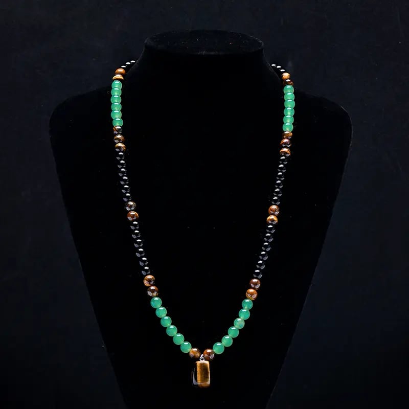 ✨ Money Attraction Necklace With GreenAventurine & Tiger Eye Pendant Healing Crystal  Stone