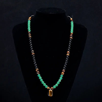 ✨ Money Attraction Necklace With GreenAventurine & Tiger Eye Pendant Healing Crystal  Stone