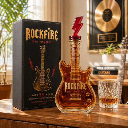 🎸Rockfire Six-String Spirit Guitar Whiskey Decanter – Rock & Roll Collector’s Edition