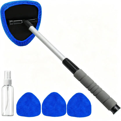 💥 💥 🔥 Windshield Cleaning Tool, Microfiber Car Window Cleaner with 3 Reusable and Washable Microfiber Pads and Extendable Handle