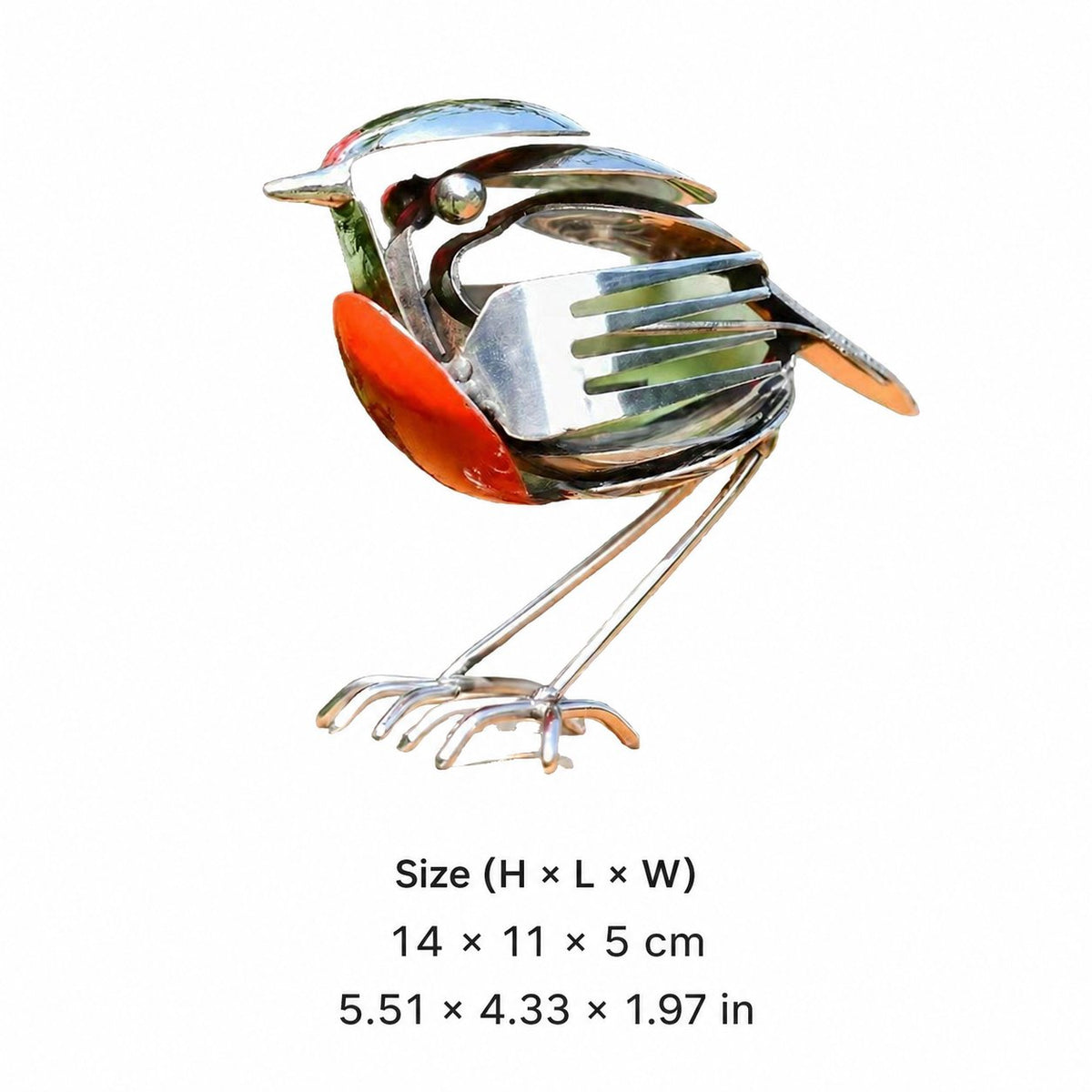 Handmade Silver Robin Garden Sculpture
