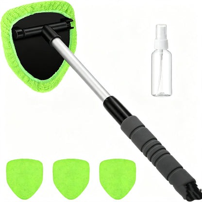 💥 💥 🔥 Windshield Cleaning Tool, Microfiber Car Window Cleaner with 3 Reusable and Washable Microfiber Pads and Extendable Handle