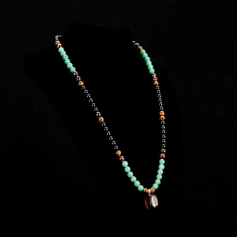 ✨ Money Attraction Necklace With GreenAventurine & Tiger Eye Pendant Healing Crystal  Stone