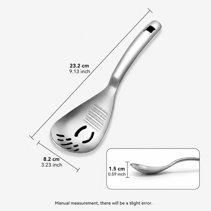 🥄304 Stainless Steel Multifunctional Kitchen Spoon, Multi‑Purpose Cooking Spoon for Stirring, Serving & Food Prep