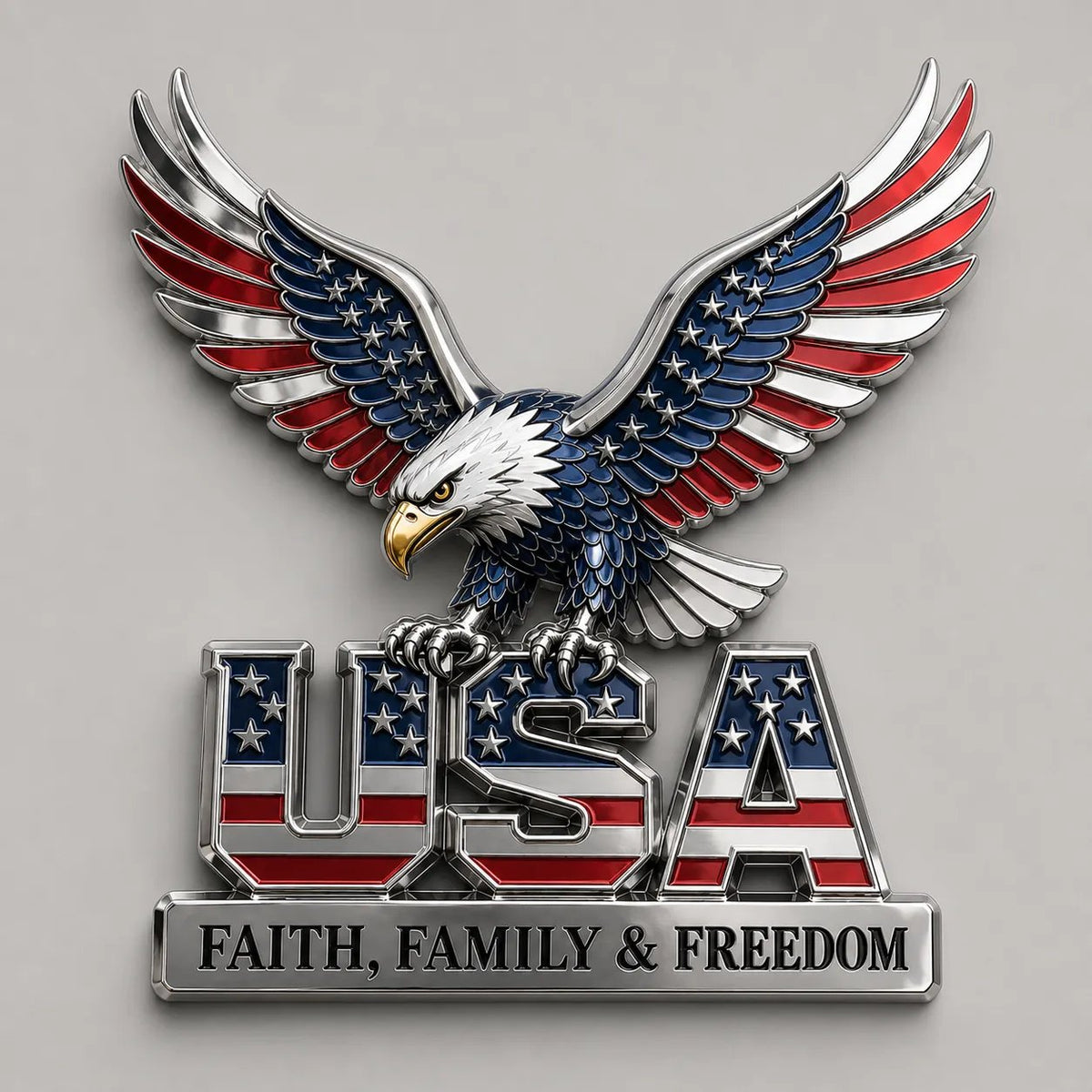 USA Faith, Family & Freedom Metal Emblem