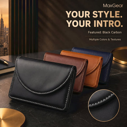 💼  PU Leather Business Card Holder – Slim Magnetic Name Card Case
