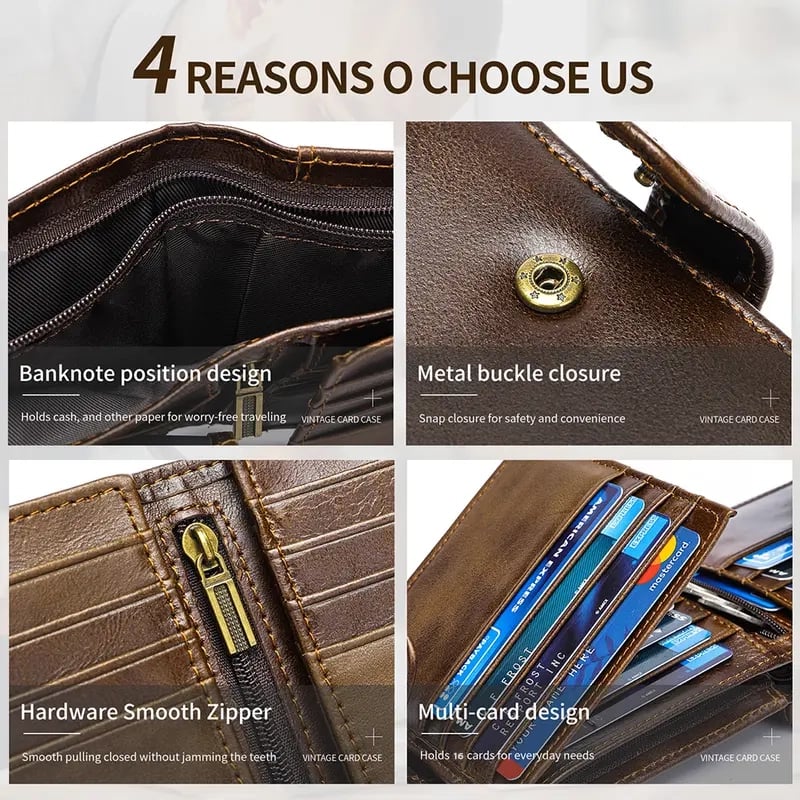 💕Hot Sale 30% Off💖👛Vintage Top‑Grain Genuine Leather Men’s Wallet