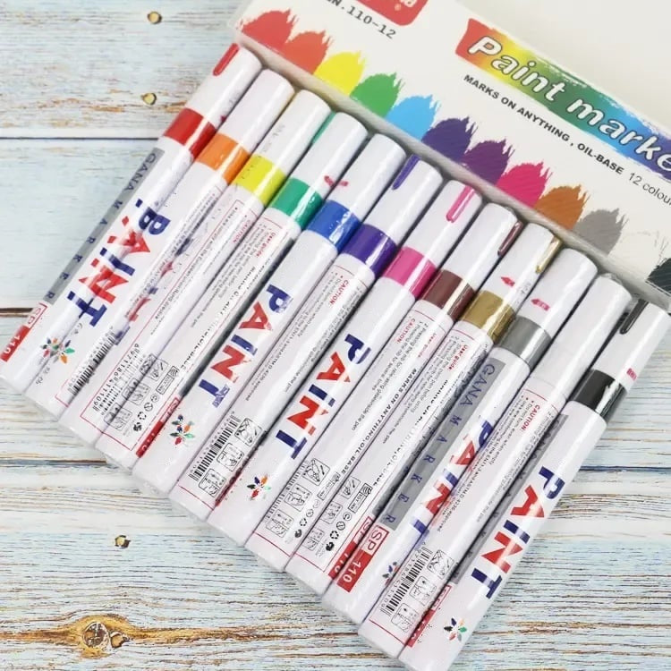 🎨 Oil-Based Paint Marker Pen | Waterproof & Quick-Dry | Tires, Shoes, Glass, Metal & More |  12 Colors