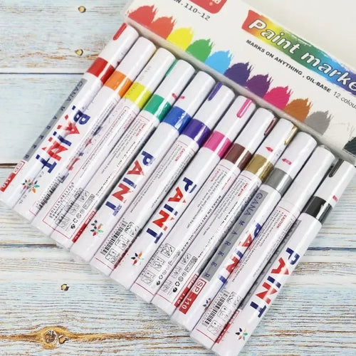 🎨 Oil-Based Paint Marker Pen | Waterproof & Quick-Dry | Tires, Shoes, Glass, Metal & More |  12 Colors